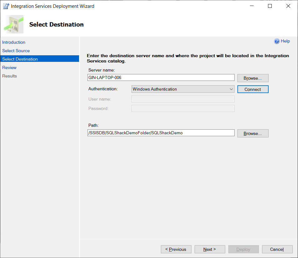 implementarea proiectului SSIS