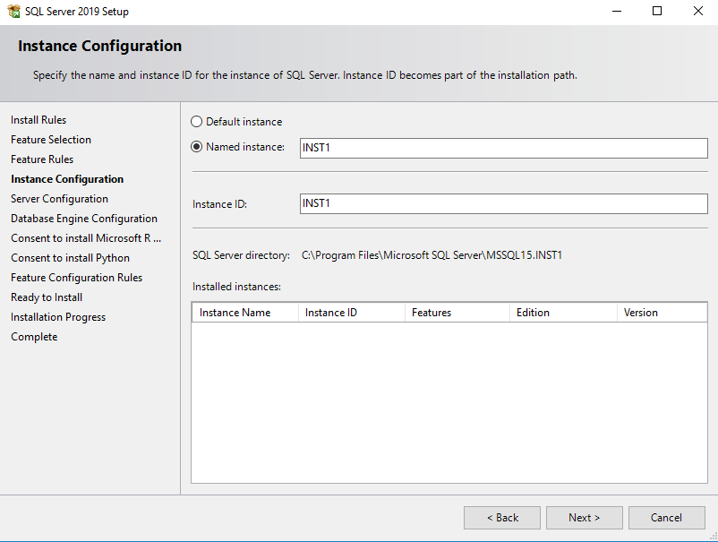 Specify a SQL instance 