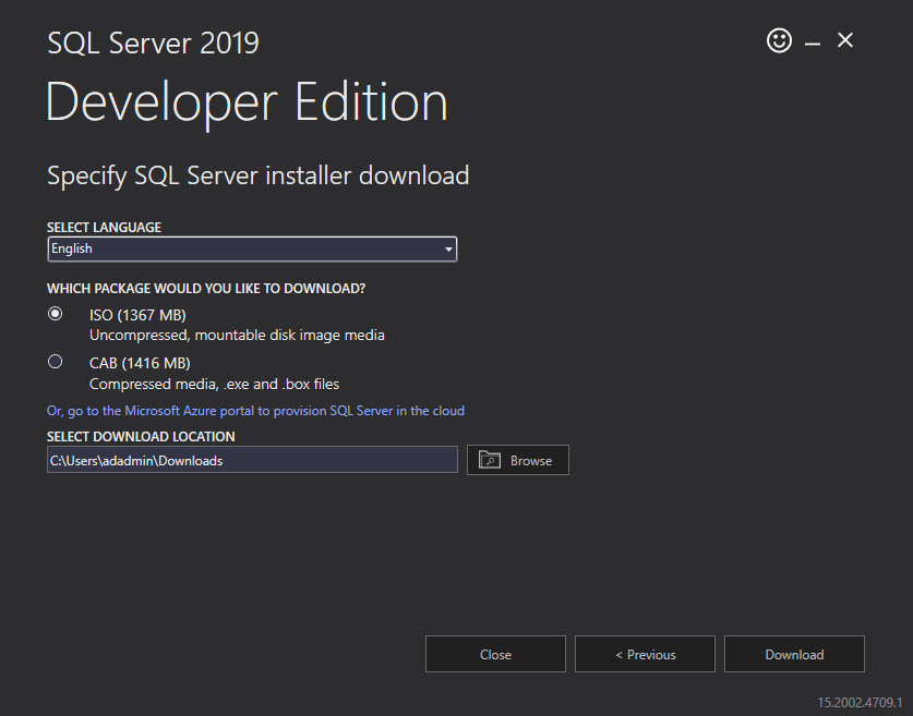 sql 2016 developer edition download iso