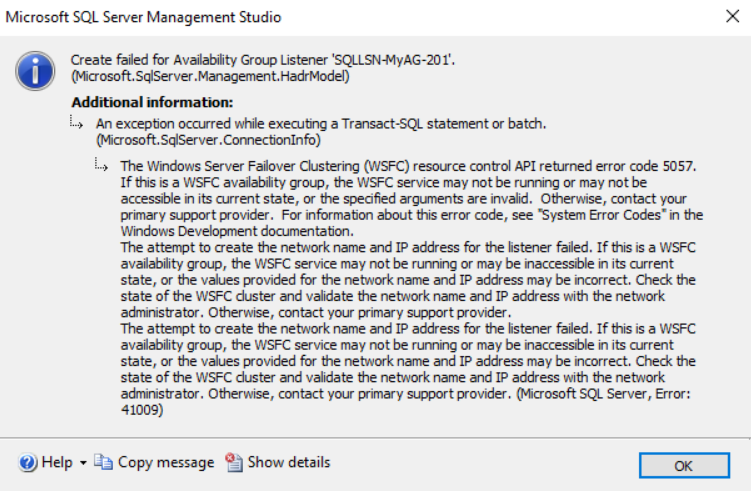 SQL Listener error