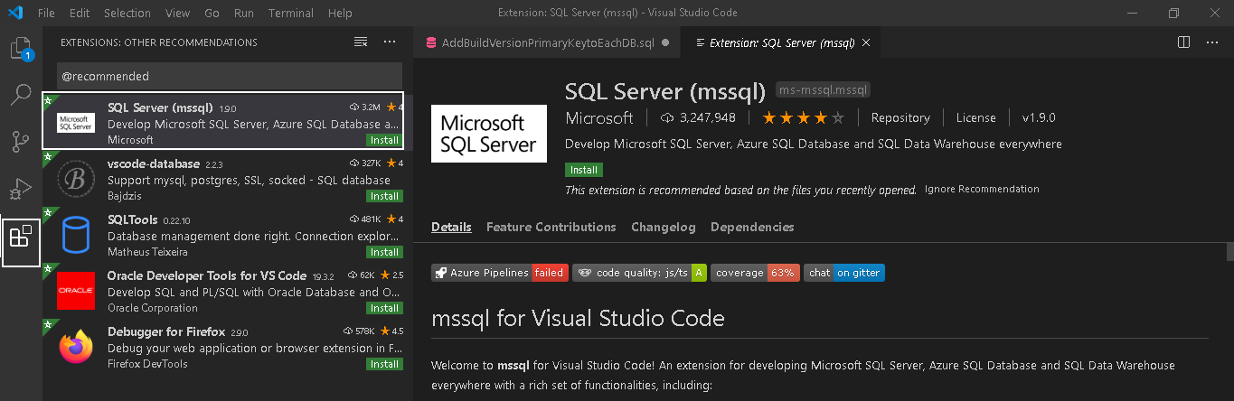 best version of visual studio and sql server