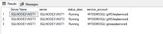 Verify service accounts on all nodes