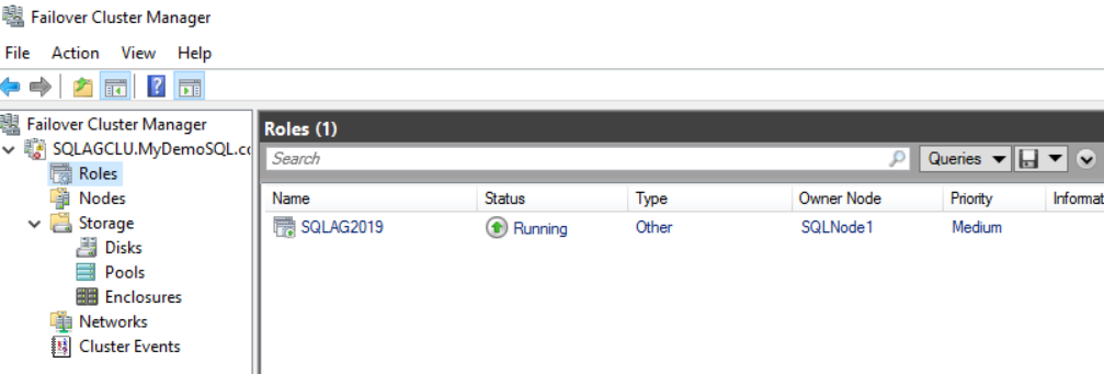 View role in failover cluster