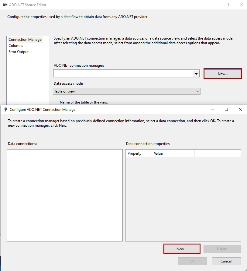 Create ADO.Net connection