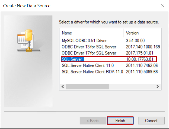 Creating a SQL Server data source