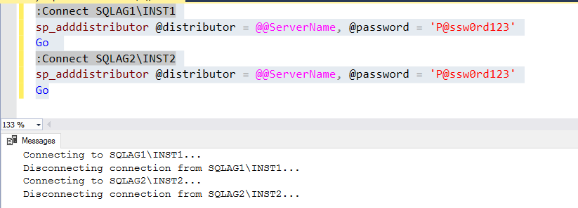 Configure the AG nodes for the distribution DB nodes