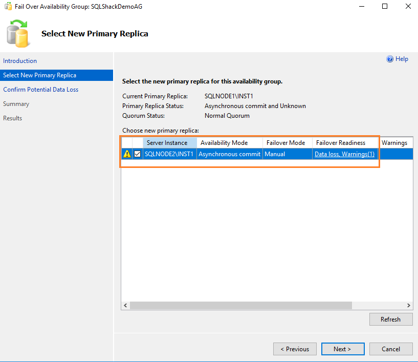 start a failover process