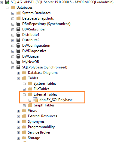 View external table in SSMS