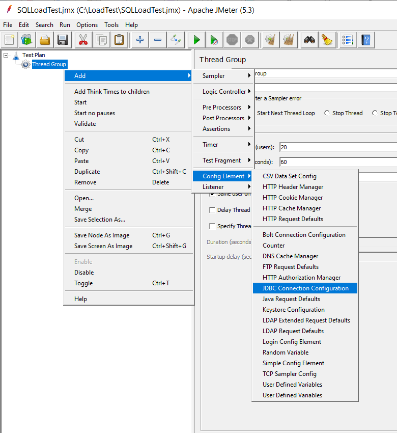 Adding a JDBC Connection Configuration