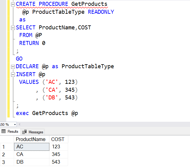 Create a Stored Procedure