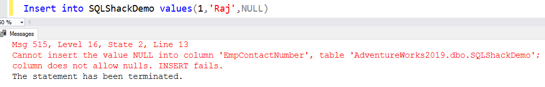 NULL values