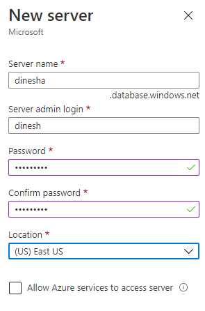 Configuring server with the administrator password. 