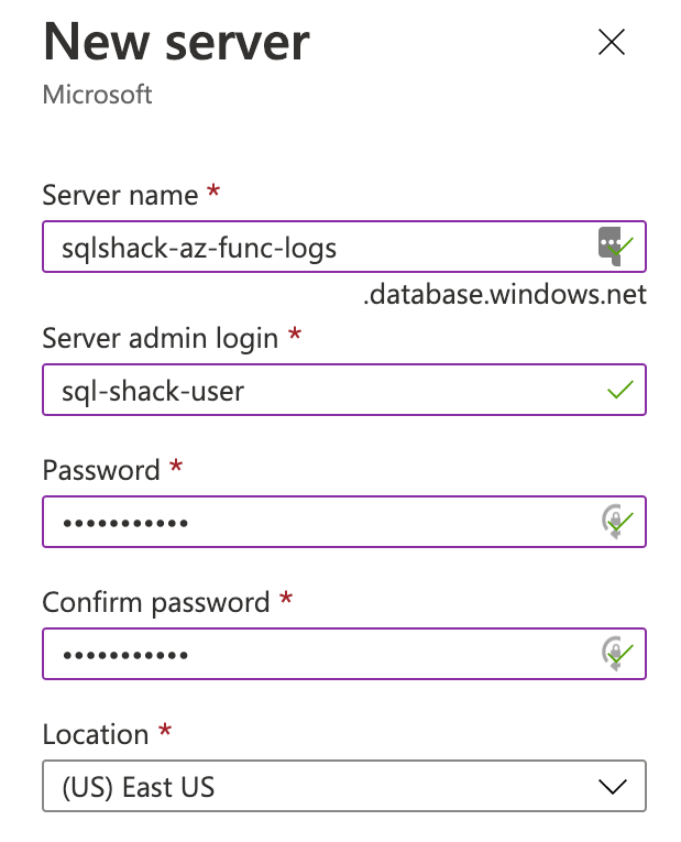 Creating new Azure SQL Database 