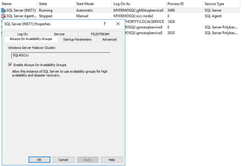 Disable AG configuration for SQL Service 