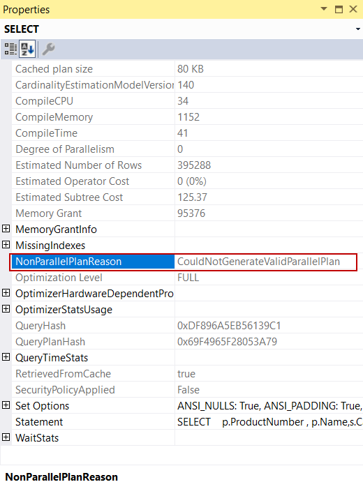 Why a query does not generate a parallel execution plan?