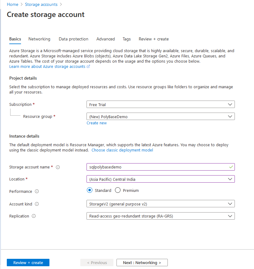 Create a storage account 