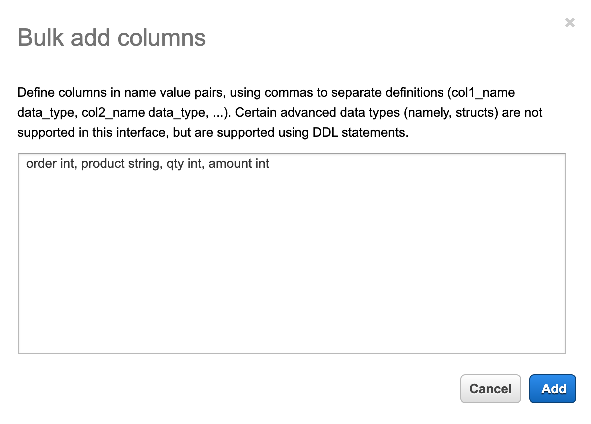 Defining Bulk Column in Amazon Athena