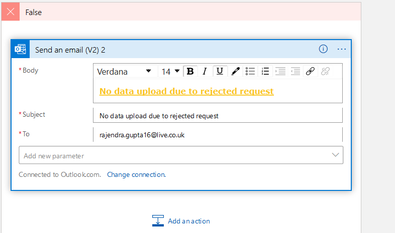 Configure the FALSE block condition