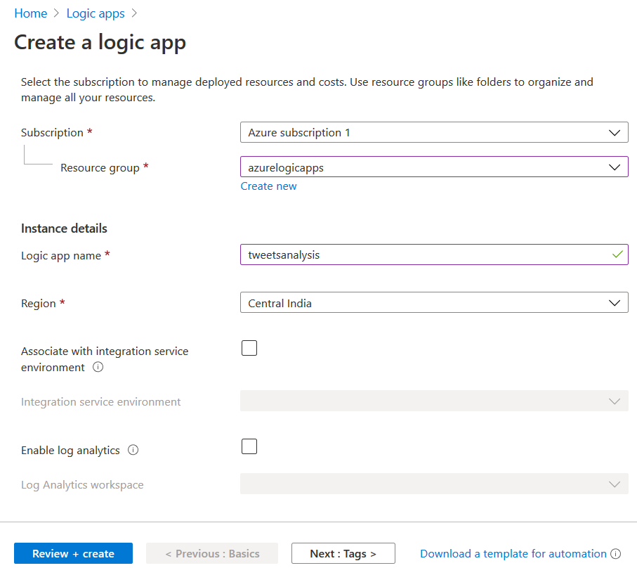 Create a logic app 