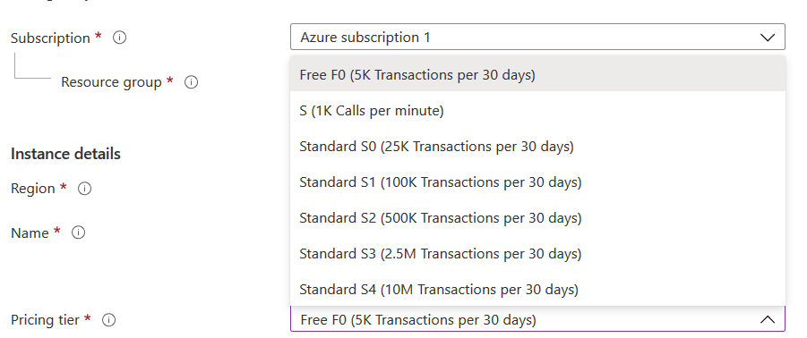 different pricing tiers 