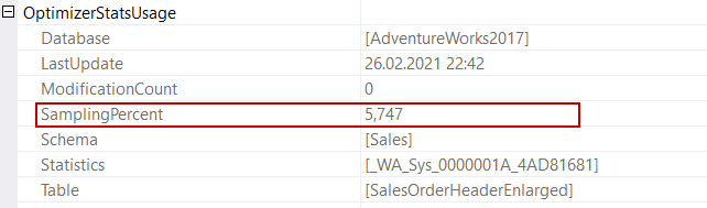 Execution plan SamplingPercent attribute