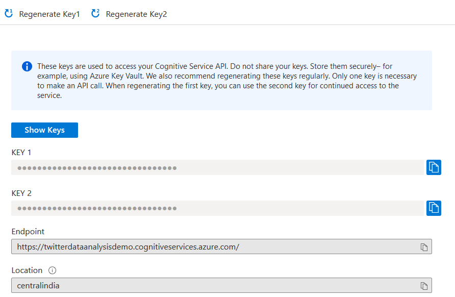 Keys and Endpoint 