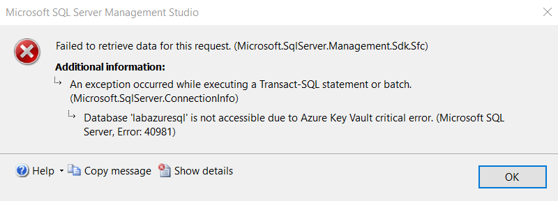 Error in accessing database