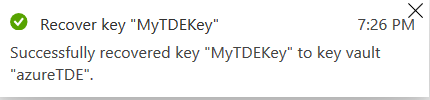 Recovery key notification