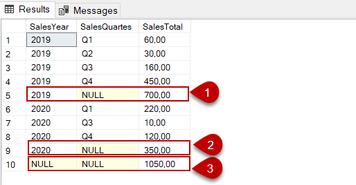 How to use ROLLUP extension in T-SQL