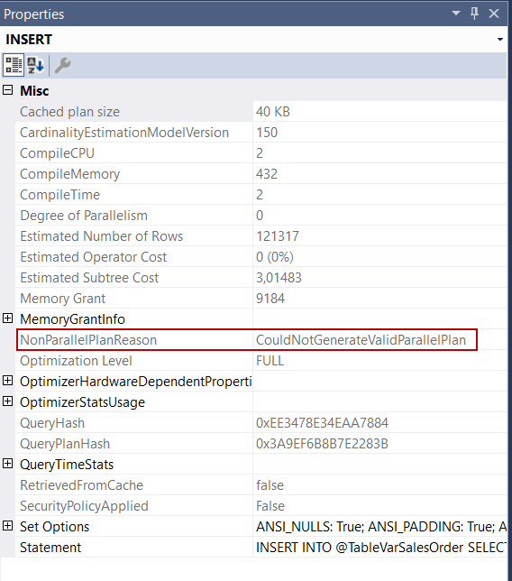 NonParallelReason attribute