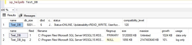 Confirm DB size post allocating additional space