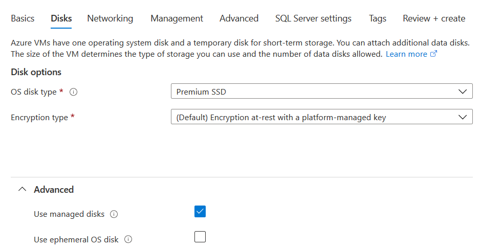 Disks config