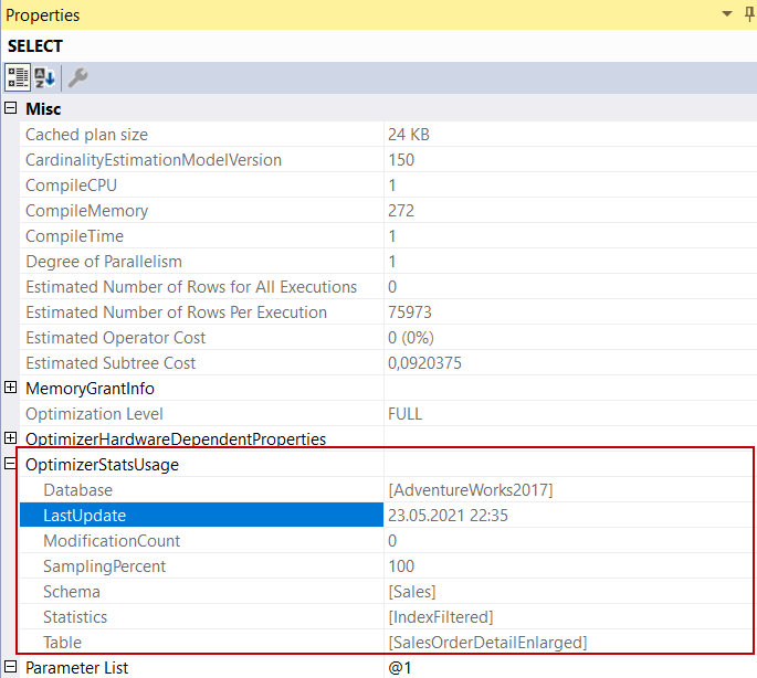 OptimizerStatsUsage attribute details