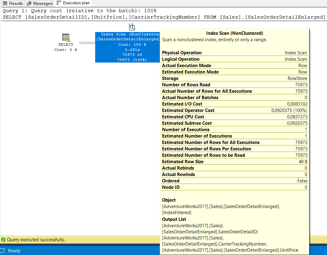 SQL Server non-clustered index scan